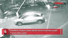 Pendik'te 2 kişiye çarpan alkollü sürücü kaçmaya çalıştı, 7 araca daha çarptı