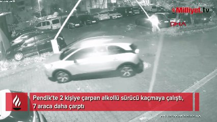Pendik'te 2 kişiye çarpan alkollü sürücü kaçmaya çalıştı, 7 araca daha çarptı