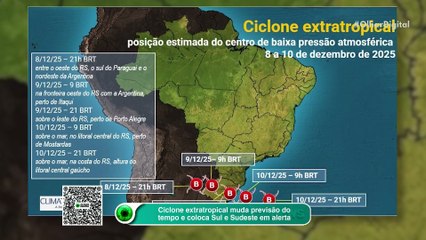 Ciclone extratropical coloca Sul e Sudeste em alerta