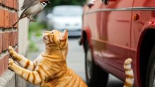 will cat catch sparrow_ #cat #entertaininganimals #cutecat #funny