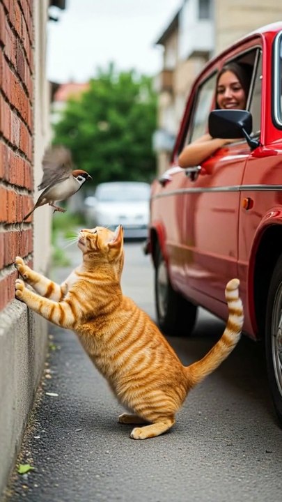 will cat catch sparrow_ #cat #entertaininganimals #cutecat #funny
