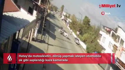 Dönüş yapmak isteyen otomobile ok gibi saplandı! Motosiklet sürücüsü...