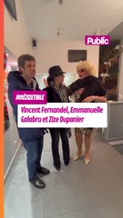 Vincent Fernandel, Emmanuelle Galabru à la fin du spectacle « IrréZIZEtible » de Zize Dupanier à la Comédie Bastille