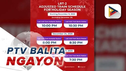 Biyahe ng LRT-2, extended na simula ngayong araw para sa holiday season