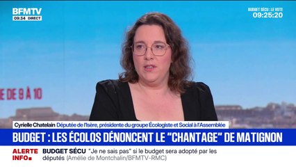 Budget: "Beaucoup se joue entre nos mains", reconnaît Cyrielle Chatelain, présidente du groupe Écologiste et Social à l'Assemblée
