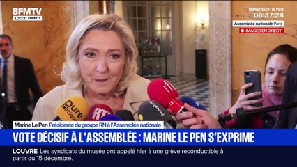 "J'appelle à la dissolution à peu près tous les jours depuis un certain nombre de semaines", souligne Marine Le Pen