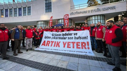 DİSK/ Genel-İş üyeleri Basmane Kapısı önünde çadır kurdu: Paralarımız ödense bile, arkadaşlarımız işine dönmeden geri adım atmayacağız