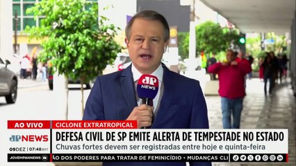 Defesa Civil de SP emite alerta de tempestade