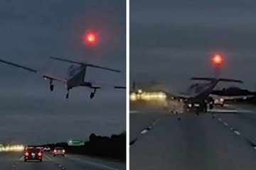Accidente de aviación: aterriza sobre un coche en una autopista y se estrella