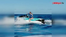 Okyanusta cesur anlar! Yasemin Kay Allen'dan jet ski şov