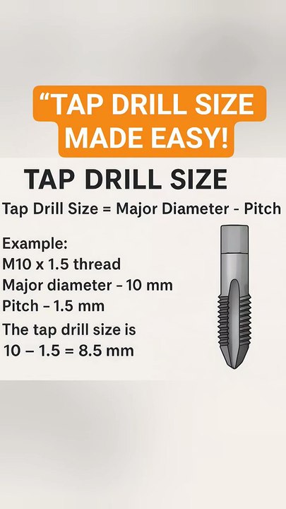 Tap Drill Size Formula _ Easily Calculate Tap Drill Size for Any Thread#TapDrillSize#Threading