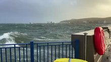 Waves on Douglas Promenade at high tide as Storm Bram hits the Isle of Man