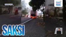 Bus, nagliyab matapos magkaaberya sa preno | Saksi