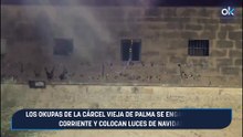 Los okupas de la cárcel vieja de Palma se enganchan a la corriente y colocan luces de Navidad