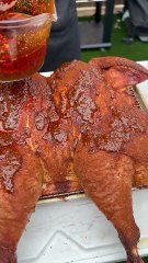 Smoked Cajun Honey Bourbon Brined Turkey #turkey #bourbon #cajun #thanksgiving