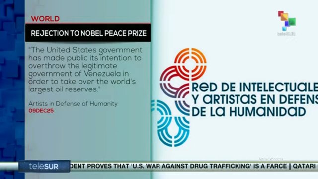 Artists in Defense of Humanity rejects the Nobel Peace Prize awarded to María Corina Machado
