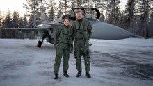 Sweden’s Crown Princess flies in a JAS 39 Gripen fighter jet after completing military training