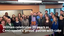 William visits Centrepoint offices to mark 20th anniversary as patron of the charity