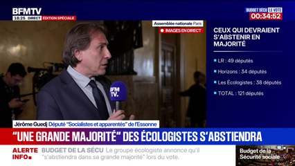 "C'est une décision responsable", estime Jérôme Guedj (PS) à propos de l'abstention des Écologistes sur le vote du budget de la Sécurité sociale