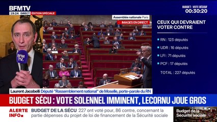 Budget de la Sécu: Laurent Jacobelli, député (RN), espère que "le vote contre remettra en cause la présence même de Sébastien Lecornu à Matignon"