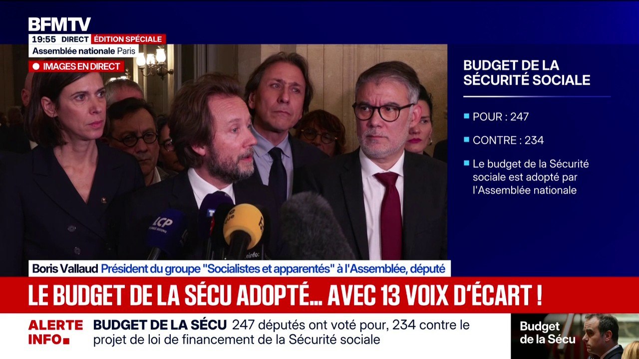 "Nous avons fait œuvre utile", se félicite Boris Vallaud (PS) après l'adoption du budget de la Sécurité sociale