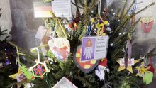 Some of the 74 decorated trees in Crediton Parish Church Christmas Tree Festival, video Alan Quick IMG_9826