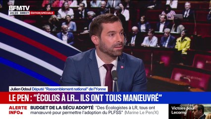 Budget de la Sécu adopté: "Ce budget, c'est un pacte de stabilité entre les socialistes et les macronistes", déclare Julien Odoul, député RN