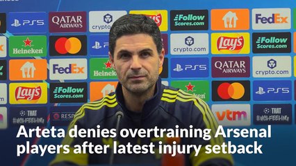 Mikel Arteta denies overtraining Arsenal players after latest injury setback