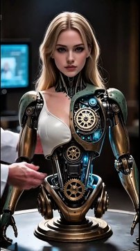 Laboratory Reveal: An Advanced Humanoid Robot with Analog Mechanical Gears 🤖⚙️#humanoid #robot #analogrobot#aiart #art #ai