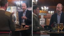 Prince William enjoys pint with troops at surprise Christmas party