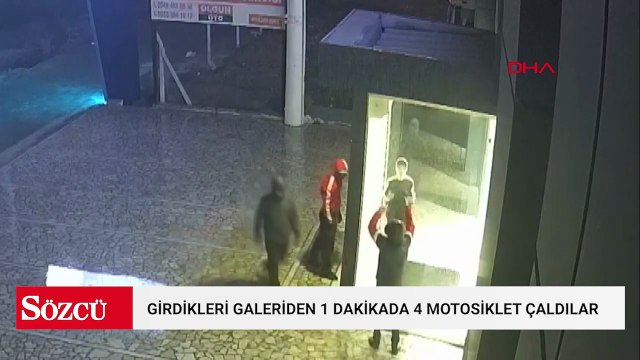 Girdikleri galeriden 1 dakikada 4 motosiklet çaldılar
