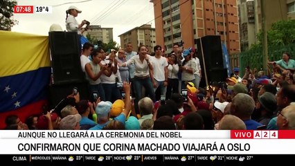 Por qué María Corina Machado no asistirá a la ceremonia de su Premio Nobel de la Paz