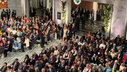 Milei en la entrega del Nobel a Corina Machado