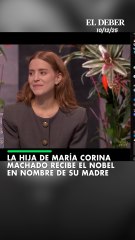 La hija de María Corina Machado recibe el Nobel en nombre de su madre