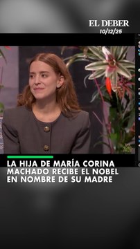 La hija de María Corina Machado recibe el Nobel en nombre de su madre