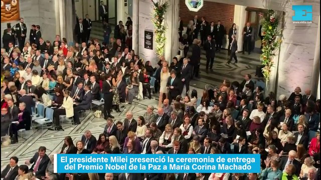 El presidente Milei presenció la ceremonia de entrega del Premio Nobel de la Paz a María Corina Machado
