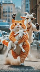 Cat and Goat Fighting