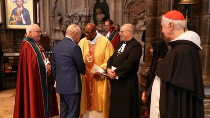 King attends service for persecuted Christians
