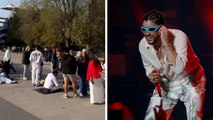 Fans de de Bad Bunny acampan afuera del estadio GNP Seguros para el arranque de su gira en CDMX