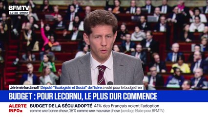 Budget: "Le gouvernement est mal fabriqué puisqu'il n'a pas de programme et pas de majorité", estime Jérémie Iordanoff, député "Écologiste et Social"