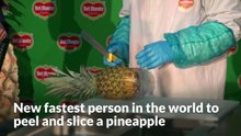 Factory worker becomes fastest person in the world to peel and slice a pineapple