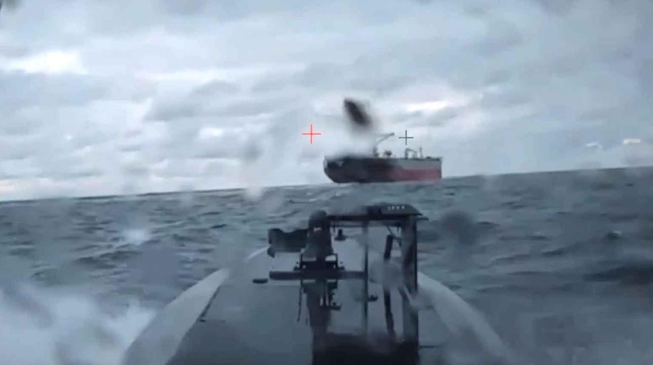 SBU Sea Baby naval drones strike Russian “shadow fleet” tanker in the Black Sea