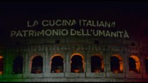 Si accende il Colosseo per la cucina italiana Patrimonio Unesco