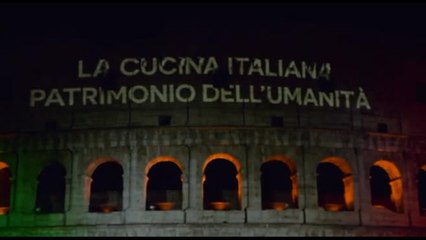 Si accende il Colosseo per la cucina italiana Patrimonio Unesco