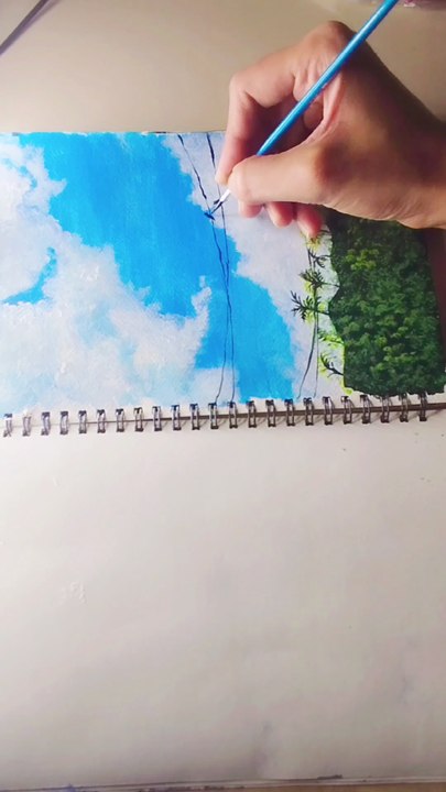 Cloudy sky acrylics painting