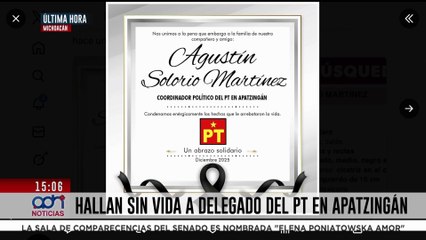 🚨¡Última Hora! Hallan muerto a delegado del PT en Apatzingán, desaparecido desde hace algunos días
