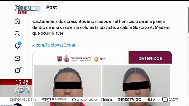 🚨¡Última Hora! Detienen a dos por el homicidio de una pareja dentro de un domicilio en CDMX