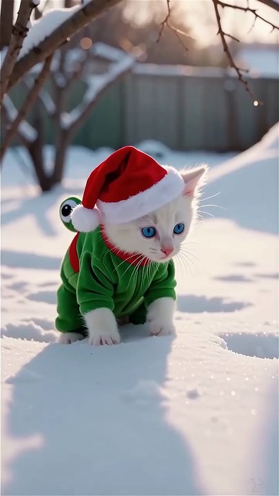 Kitty Snow Pounce! 🐸❄️ #cat
