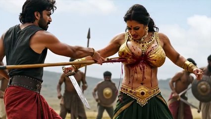 Women warriors surrounded and attacked by men, but they fight bravely.