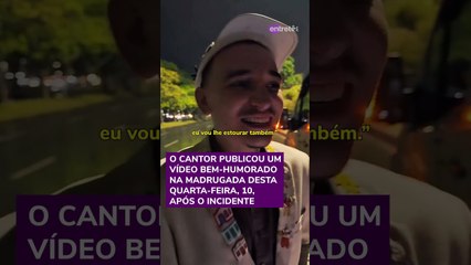 João Gomes mostra troféu no Aterro do Flamengo após pneu furar na saída do Prêmio Multishow